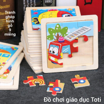 Tranh Ghép Hình Gỗ 9 Miếng Cho Bé 2-3 Tuổi Rèn Luyện Tư Duy 23TGH9M