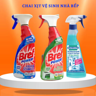 Chai xịt nhà bếp Bref tẩy dầu mỡ, khử vôi, xịt khử mùi tủ lạnh, xịt lò nướng