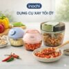 Dụng cụ xay tỏi ớt Yoko (Dụng cụ Xay tiện lợi) - Nắp xoay có nút cố định, đóng nắp chắc chắn