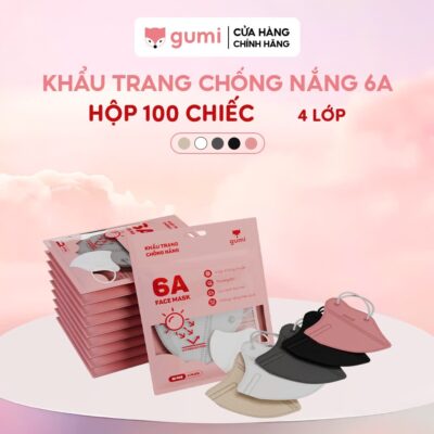 [Hộp 100 Chiếc] Khẩu trang chống nắng 6A Gumi Mask 4 lớp kháng khuẩn kiểu dáng thời trang