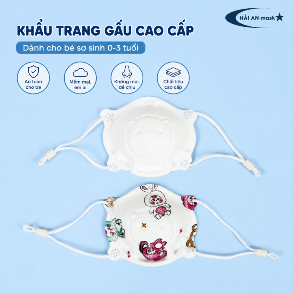 Khẩu Trang Gấu Cao Cấp Cho Bé Sơ Sinh 0-3 Tuổi – Combo 5, 10, 15 Chiếc Mềm Mại, Không Mùi, An Toàn Cho Bé Khẩu Trang Gấu Cao Cấp Cho Bé Sơ Sinh 0-3 Tuổi – Combo 5, 10, 15 Chiếc Mềm Mại, Không Mùi, An Toàn Cho Bé