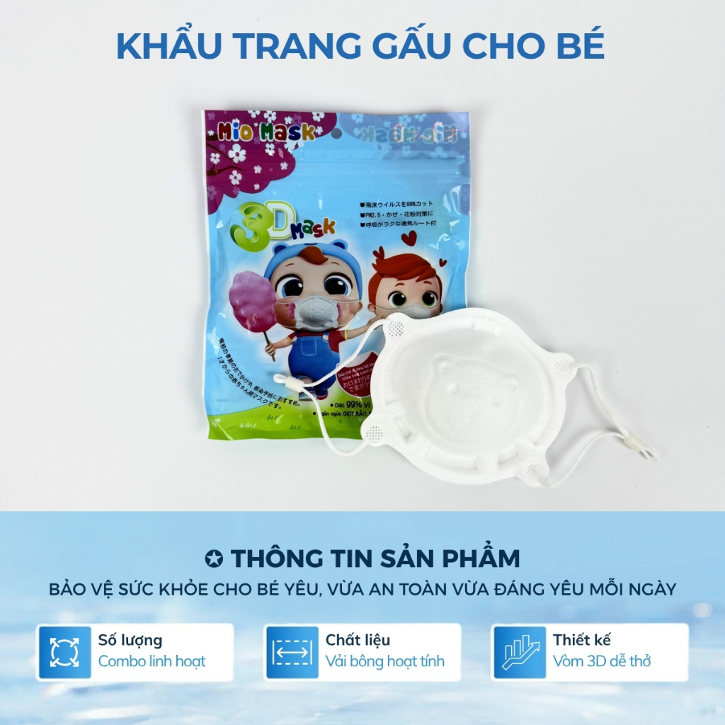 Khẩu Trang Gấu Cao Cấp Cho Bé Sơ Sinh 0-3 Tuổi – Combo 5, 10, 15 Chiếc Mềm Mại, Không Mùi, An Toàn Cho Bé Khẩu Trang Gấu Cao Cấp Cho Bé Sơ Sinh 0-3 Tuổi – Combo 5, 10, 15 Chiếc Mềm Mại, Không Mùi, An Toàn Cho Bé