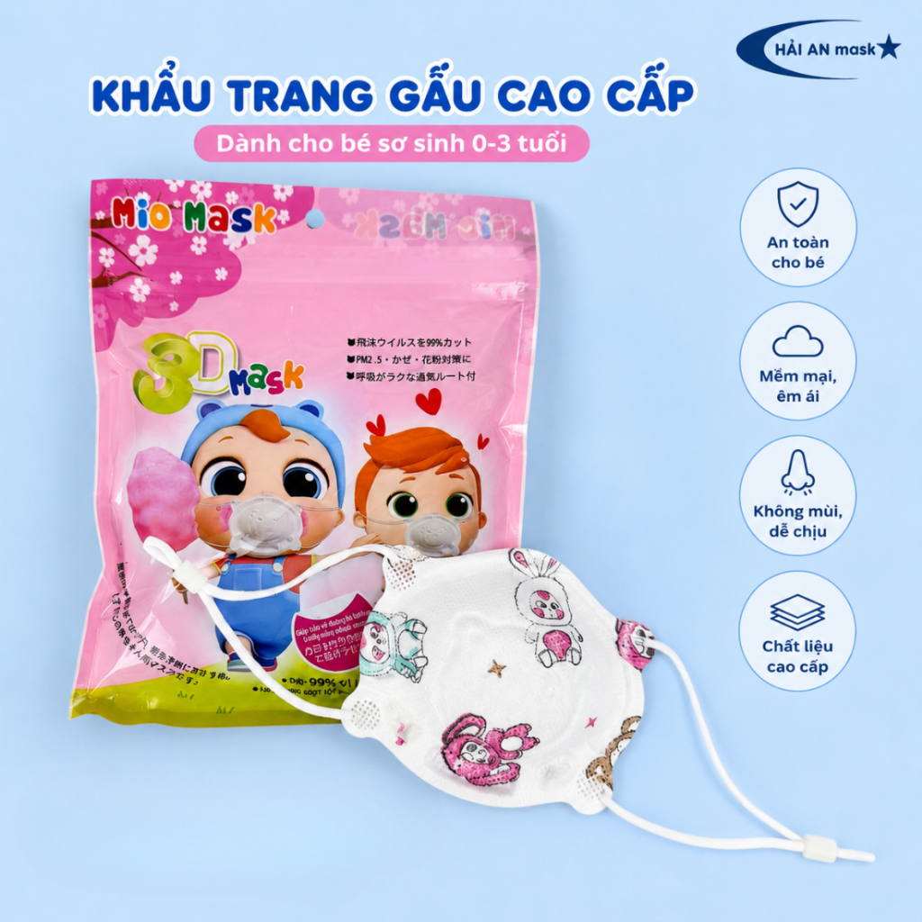Khẩu Trang Gấu Cao Cấp Cho Bé Sơ Sinh 0-3 Tuổi – Combo 5, 10, 15 Chiếc Mềm Mại, Không Mùi, An Toàn Cho Bé Khẩu Trang Gấu Cao Cấp Cho Bé Sơ Sinh 0-3 Tuổi – Combo 5, 10, 15 Chiếc Mềm Mại, Không Mùi, An Toàn Cho Bé