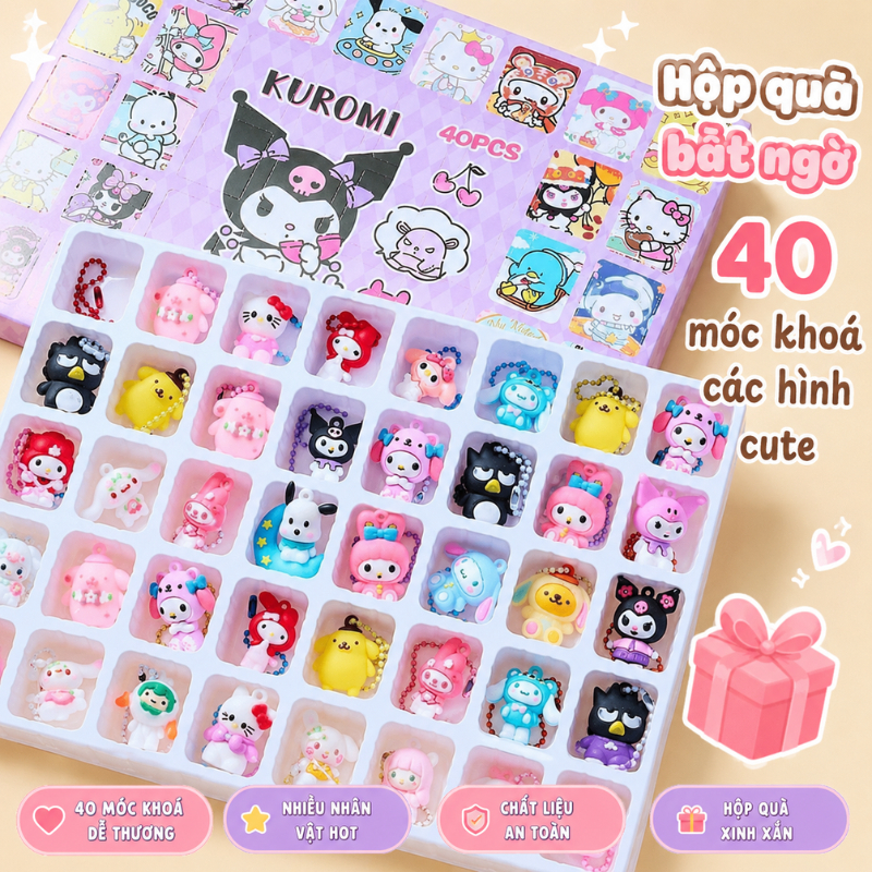 Đồ chơi Hidden Box 40 món đồ chơi kuromi và Gấu Dâu bí ẩn tặng kèm móc khoá hộp quà bất ngờ cho bé Đồ chơi Hidden Box 40 món đồ chơi kuromi và Gấu Dâu bí ẩn tặng kèm móc khoá hộp quà bất ngờ cho bé