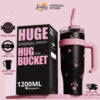 Bình nước giữ nhiệt ĐEN/HỒNG 1200ml chất liệu inox 304 kèm ống hút , tay cầm tiện lợi BN28