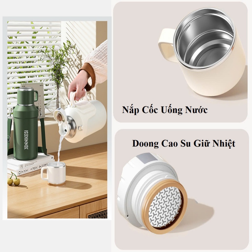 Bình Giữ Nhiệt 1500ml chất liệu INOX 316 Giữ Lạnh 36 Tiếng Giữ Nóng 24 Tiếng - NENON Bình Giữ Nhiệt 1500ml chất liệu INOX 316 Giữ Lạnh 36 Tiếng Giữ Nóng 24 Tiếng - NENON