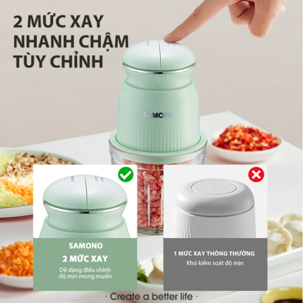 (CAO CẤP- 2 CỐI) Máy xay thực phẩm mini Samono SW-CD200, 2 tốc độ dung tích 300ml và 600ml, công suất 200W, xay ăn dặm (CAO CẤP- 2 CỐI) Máy xay thực phẩm mini Samono SW-CD200, 2 tốc độ dung tích 300ml và 600ml, công suất 200W, xay ăn dặm