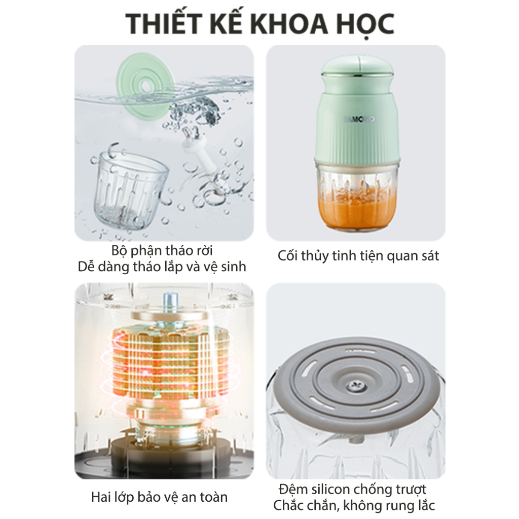(CAO CẤP- 2 CỐI) Máy xay thực phẩm mini Samono SW-CD200, 2 tốc độ dung tích 300ml và 600ml, công suất 200W, xay ăn dặm (CAO CẤP- 2 CỐI) Máy xay thực phẩm mini Samono SW-CD200, 2 tốc độ dung tích 300ml và 600ml, công suất 200W, xay ăn dặm