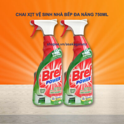Chai xịt tẩy dầu mỡ nhà bếp Bref Power làm sạch thiết bị bếp từ hút mùi, mặt bếp, kính ốp bếp chậu rửa