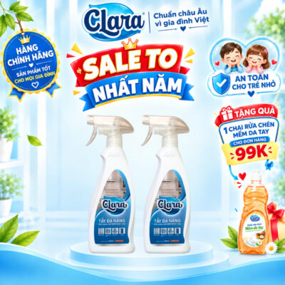 Combo 2 Chai Xịt Tẩy Dầu Mỡ Nhà Bếp Đa Năng Clara Hương Quế 500ml Chính Hãng TBDN001, Xịt Tẩy Bếp Gas, Bếp Từ, Khử Mùi