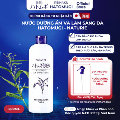 Nước Hoa Hồng Chiết Xuất Hạt Ý Dĩ Naturie Hatomugi Toner Dưỡng Ẩm, Cấp Ẩm Sâu Cân Bằng Da (500ml)