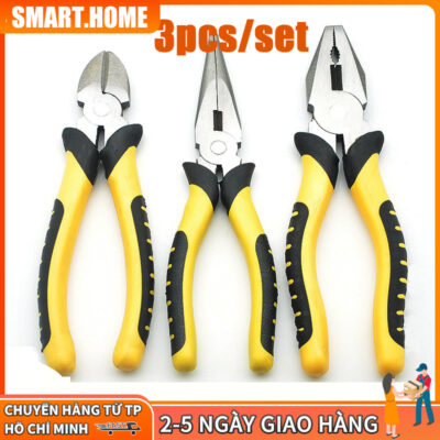 【🔥Free ship🔥】Bộ 3 Kìm Hạng Nặng Bộ Kìm Mũi Dài Bộ Kìm Hạng Nặng Vise, cắt, nhọn 8in - đầu kìm thép CRV, tay bọc nhựa PVC