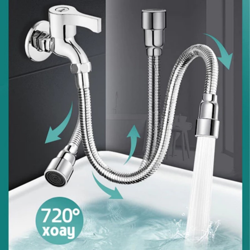 Dây nối vòi nước vạn năng, xoay 720 độ chất liệu inox 304 chống gỉ, chịu nhiệt sử dụng đa năng cho nhiều loại vòi Dây nối vòi nước vạn năng, xoay 720 độ chất liệu inox 304 chống gỉ, chịu nhiệt sử dụng đa năng cho nhiều loại vòi