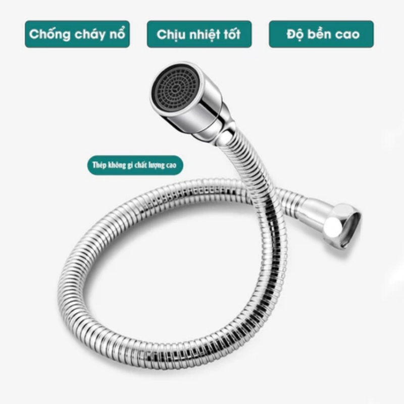 Dây nối vòi nước vạn năng, xoay 720 độ chất liệu inox 304 chống gỉ, chịu nhiệt sử dụng đa năng cho nhiều loại vòi Dây nối vòi nước vạn năng, xoay 720 độ chất liệu inox 304 chống gỉ, chịu nhiệt sử dụng đa năng cho nhiều loại vòi