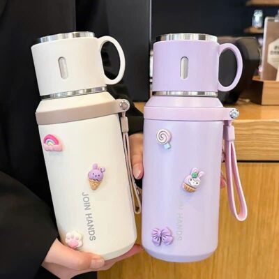 (Tặng túi vải) Bình giữ nhiệt JOIN HANDS có nắp làm cốc và lọc trà tiện lợi  dung tích 600ml-1100-1500ml inox 316