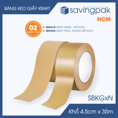 SBKGxN - 4.5cm x 35m - 1 cuộn băng keo giấy Kraft da bò - Băng dính đóng hàng