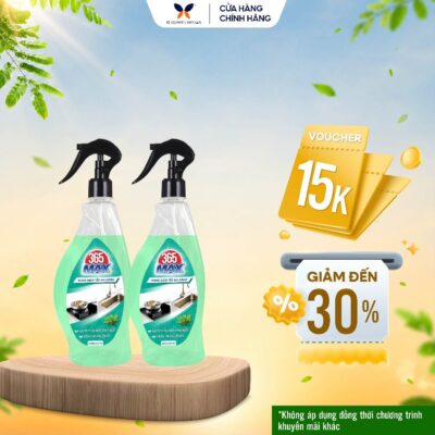 Combo 2 Xịt Tẩy Đa Năng 365 Max 570ml Hương Bạc Hà - Sạch dầu mỡ bếp, sáng bóng inox