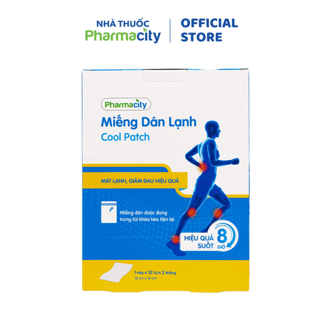 Pharmacity Miếng dán lạnh Cool Patch mát lạnh giảm đau 14x10cm (Túi 2 Miếng) Pharmacity Miếng dán lạnh Cool Patch mát lạnh giảm đau 14x10cm (Túi 2 Miếng)