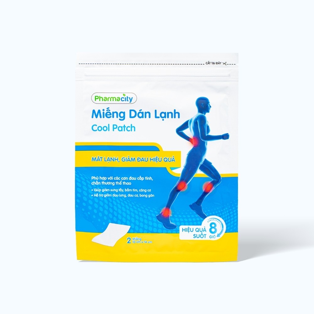 Pharmacity Miếng dán lạnh Cool Patch mát lạnh giảm đau 14x10cm (Túi 2 Miếng) Pharmacity Miếng dán lạnh Cool Patch mát lạnh giảm đau 14x10cm (Túi 2 Miếng)