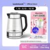 Ấm đun siêu tốc bằng thủy tinh LocknLock Glass Electric Kettle 1.8L có đèn led và lưới lọc EJK256BLK
