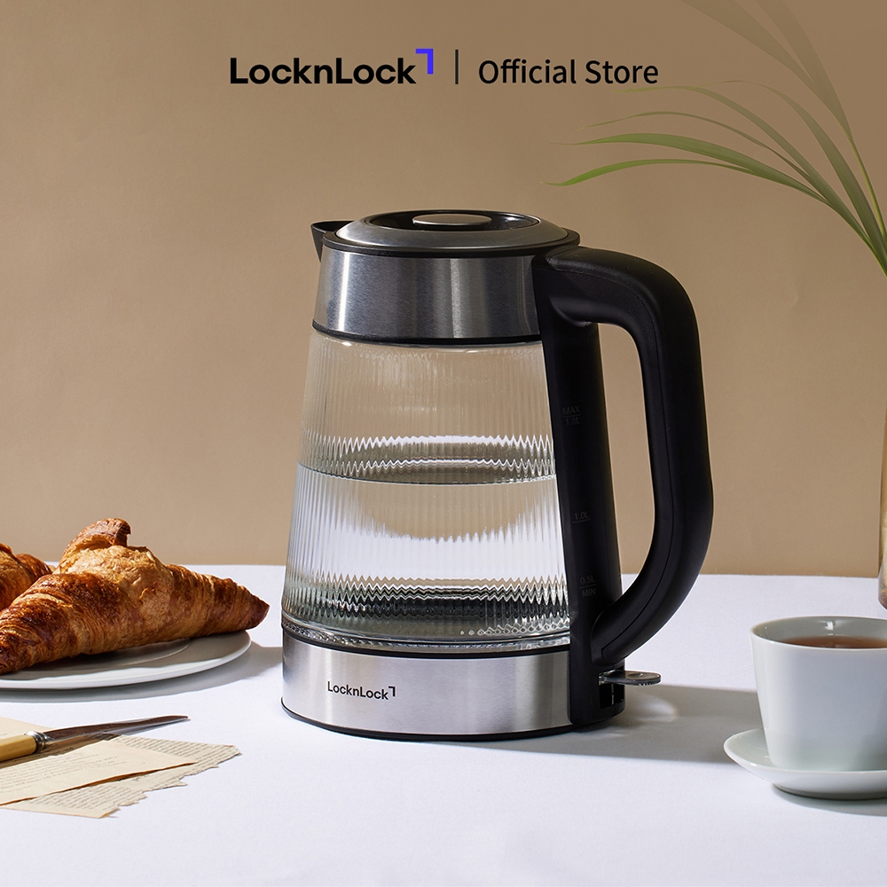 Ấm đun siêu tốc bằng thủy tinh LocknLock Glass Electric Kettle 1.8L có đèn led và lưới lọc EJK256BLK Ấm đun siêu tốc bằng thủy tinh LocknLock Glass Electric Kettle 1.8L có đèn led và lưới lọc EJK256BLK