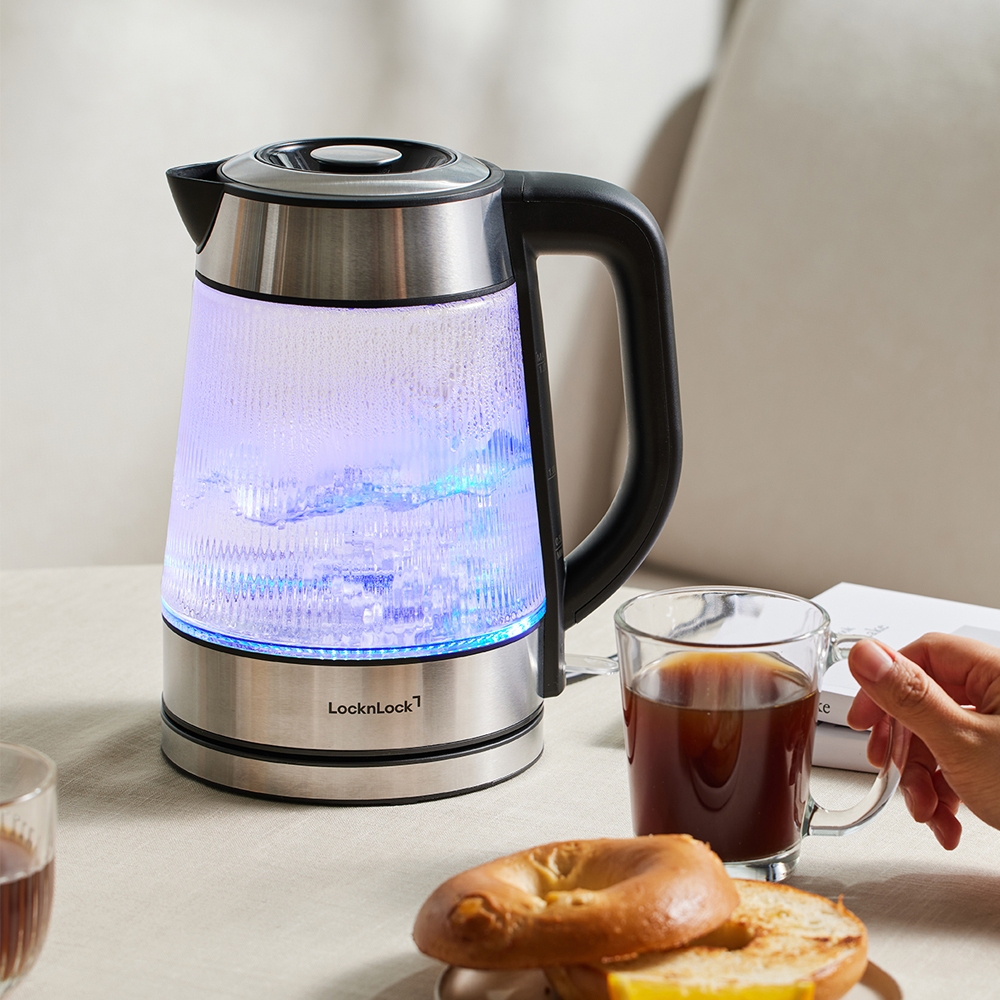Ấm đun siêu tốc bằng thủy tinh LocknLock Glass Electric Kettle 1.8L có đèn led và lưới lọc EJK256BLK Ấm đun siêu tốc bằng thủy tinh LocknLock Glass Electric Kettle 1.8L có đèn led và lưới lọc EJK256BLK