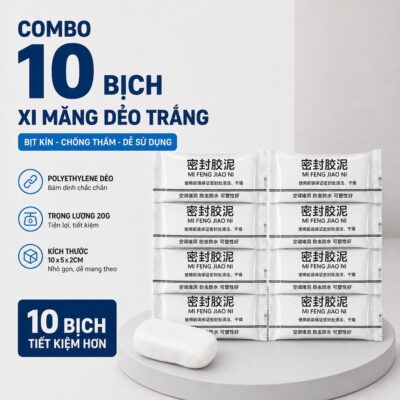 Combo 10 Bịch Xi Măng Dẻo Trắng 20g, Keo Trám Khe Chống Thấm Lỗ Điều Hòa Đường Ống Và Khe Tường