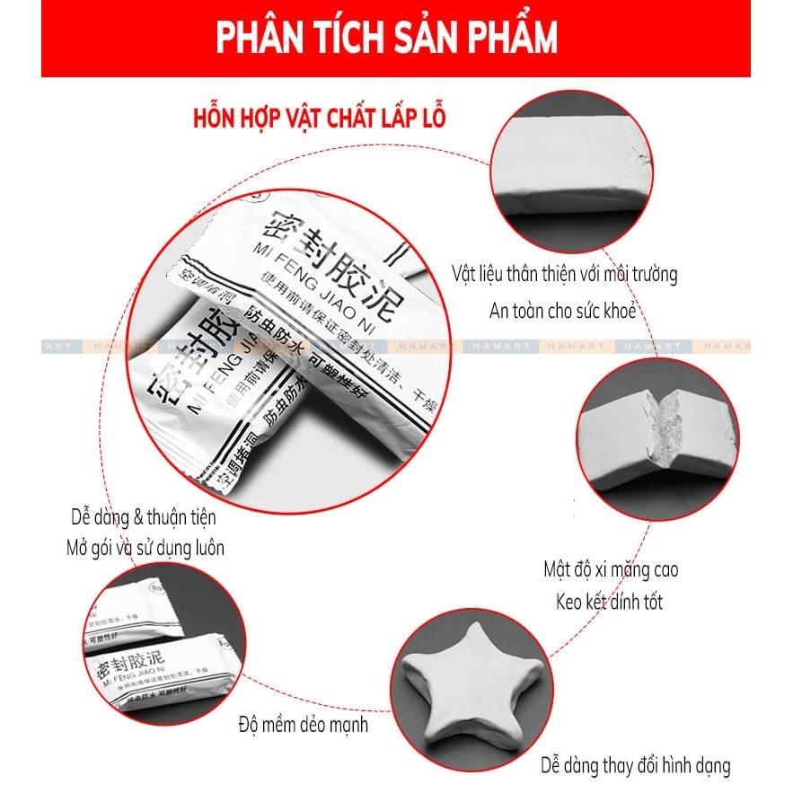 Combo 10 Bịch Xi Măng Dẻo Trắng 20g, Keo Trám Khe Chống Thấm Lỗ Điều Hòa Đường Ống Và Khe Tường Combo 10 Bịch Xi Măng Dẻo Trắng 20g, Keo Trám Khe Chống Thấm Lỗ Điều Hòa Đường Ống Và Khe Tường