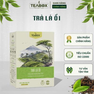 Trà Lá Ổi Tiêu Chuẩn ISO 22000 Hỗ Trợ Giảm Cân Giảm Mỡ, Giảm Hấp Thu Đường | Hộp 30 gói x 3g Teabox