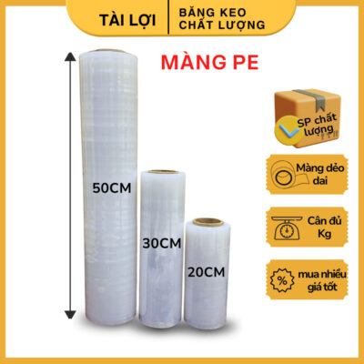 Màng PE Quấn Hàng 50cm 3Kg 2.5Kg 1.8Kg Đủ Ký Màng Chít Cuộn Nilon Bọc Hàng Dẻo Dai Chống Bụi Chống Nước Chống Trầy Xước