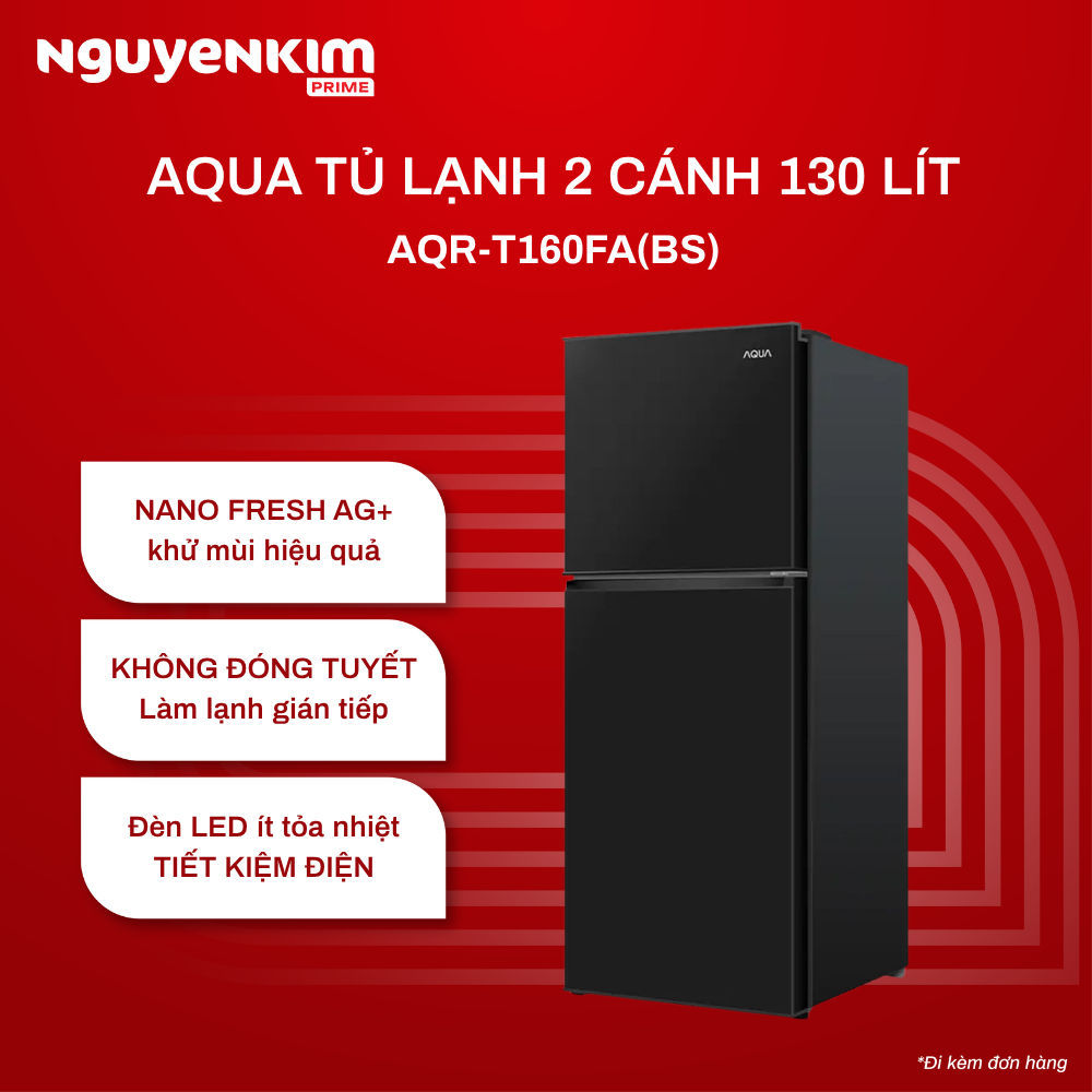 Tủ lạnh 2 cánh Aqua 130 lít ngăn đông trên AQR-T160FA(BS) Tủ lạnh 2 cánh Aqua 130 lít ngăn đông trên AQR-T160FA(BS)
