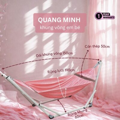 (Khung + Võng) Giá Võng em bé   + LƯỚI VÕNG LOẠI ĐẸP,ỐNG SẮT LỚN Φ32, Lưới to dày.