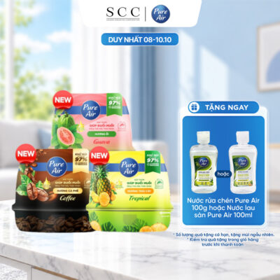 Combo 3 Sáp Thơm Đuổi Muỗi Khử Mùi PURE AIR Hương Ổi/ Sả Chanh/ Trái Cây/ Cà Phê 180g