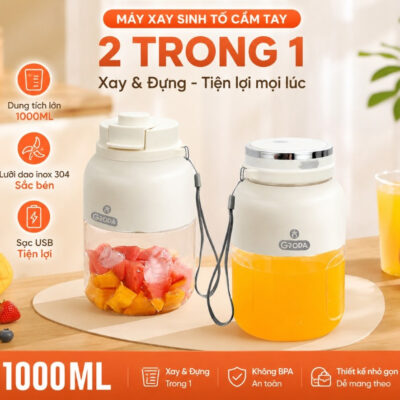 Máy Xay Sinh Tố Gropa Cầm Tay Mini Sạc Tích Điện 10 Lưỡi Dao Đa Năng Nhỏ Gọn Dung Tích 500ml Đa Năng