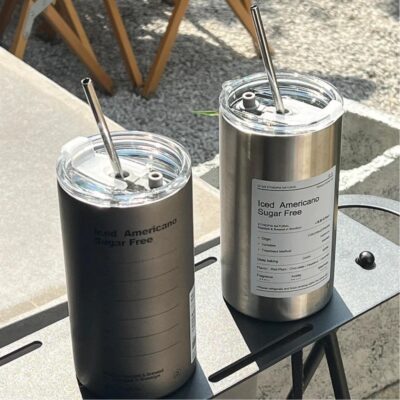 Bình đựng nước giữ nhiệt Iced Americano có ống hút dung tích 600ml,