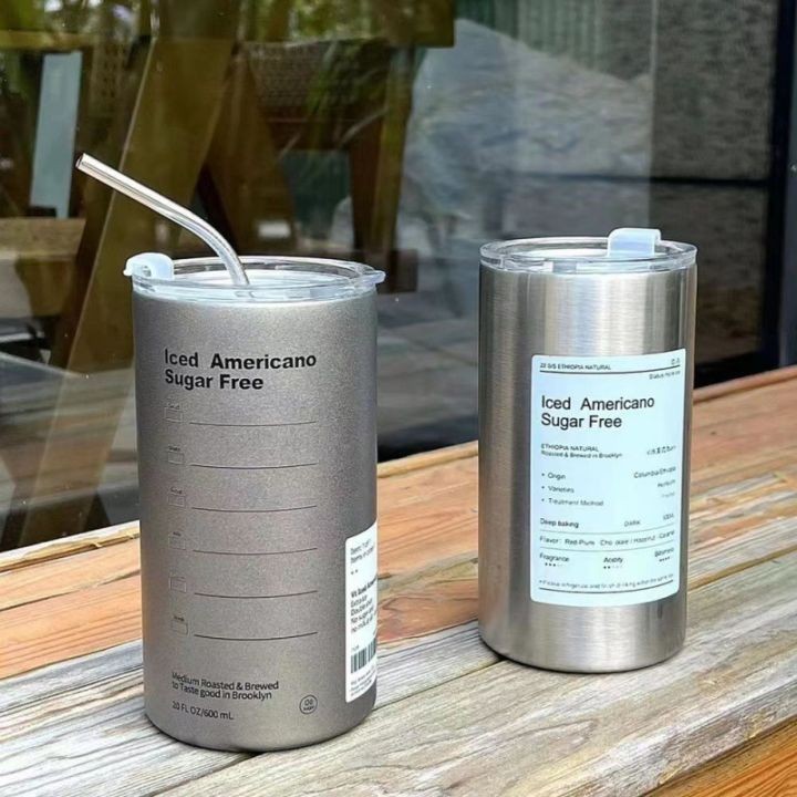 Bình đựng nước giữ nhiệt Iced Americano có ống hút dung tích 600ml, Bình đựng nước giữ nhiệt Iced Americano có ống hút dung tích 600ml,