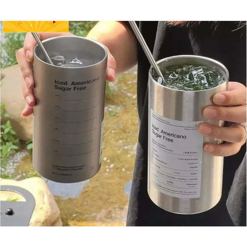 Bình đựng nước giữ nhiệt Iced Americano có ống hút dung tích 600ml, Bình đựng nước giữ nhiệt Iced Americano có ống hút dung tích 600ml,