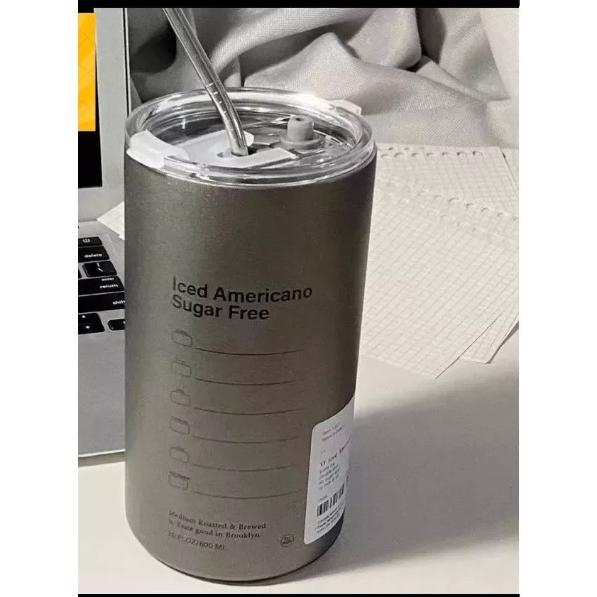 Bình đựng nước giữ nhiệt Iced Americano có ống hút dung tích 600ml, Bình đựng nước giữ nhiệt Iced Americano có ống hút dung tích 600ml,