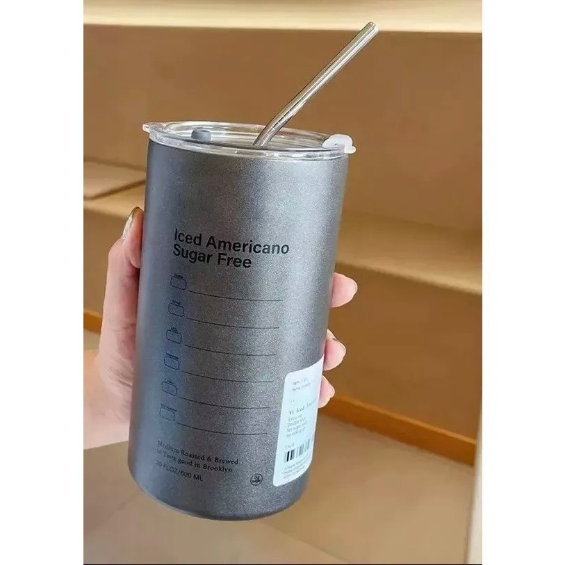 Bình đựng nước giữ nhiệt Iced Americano có ống hút dung tích 600ml, Bình đựng nước giữ nhiệt Iced Americano có ống hút dung tích 600ml,