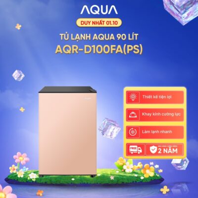 [SẢN PHẨM MỚI] Tủ lạnh mini Aqua 90 lít AQR-D100FA(PS) - Màu hồng nhạt - Freeship toàn quốc - Giao sau 5-7 ngày