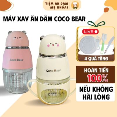 Máy Xay Coco Bear 8 Lưỡi Inox 316, Cối Thủy Tinh 300ml, 200W, Xay Thịt Cá Cháo Rau Củ Đa Năng Mini