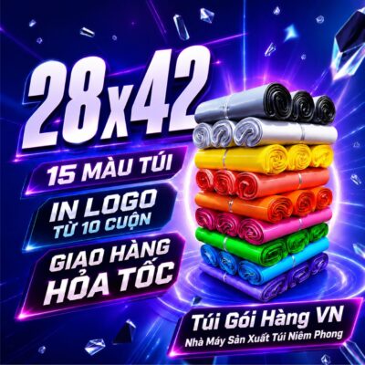 [1 Cuộn] Túi Niêm Phong 28x42 Đóng 3-4 Set Đồ, Giao Hỏa Tốc, Giá Đã Bao Gồm VAT - Túi Gói Hàng VN