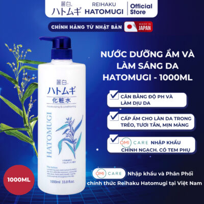 Lotion Hatomugi Ý Dĩ Dưỡng Ẩm Làm Sáng Da Bản to 1000ML Reihaku Hatomugi Nước Hoa Hồng Dưỡng Trắng Da
