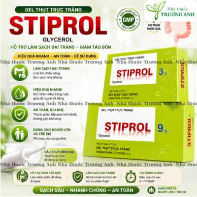 Gel thụt trực tràng, táo bón Stiprol 3g - 9g ( hộp 6 tuýp)