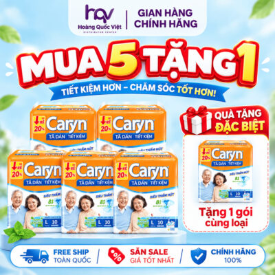 [MUA 5 TẶNG 1] Tã/Bỉm Dán Người Lớn Caryn Màu Cam Tiết Kiệm Size M L XL 10 Miếng Thấm Hút Ngăn Tràn