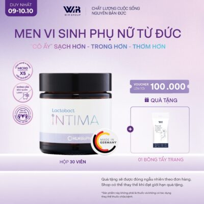 Men vi sinh phụ khoa Lactobact Intima bổ sung lợi khuẩn, Cranberry, D-Mannose từ Đức hộp 30 viên | Wir Group