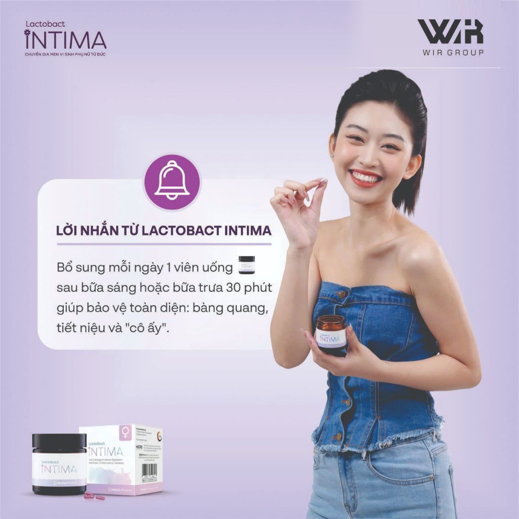 Men vi sinh phụ khoa Lactobact Intima bổ sung lợi khuẩn, Cranberry, D-Mannose từ Đức hộp 30 viên | Wir Group Men vi sinh phụ khoa Lactobact Intima bổ sung lợi khuẩn, Cranberry, D-Mannose từ Đức hộp 30 viên | Wir Group