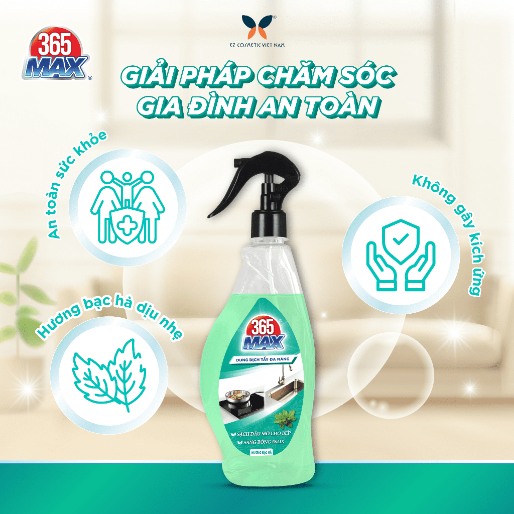 Xịt Tẩy Đa Năng 365 Max 570ml Hương Bạc Hà - Sạch dầu mỡ bếp, sáng bóng inox, sạch bóng các bề mặt Xịt Tẩy Đa Năng 365 Max 570ml Hương Bạc Hà - Sạch dầu mỡ bếp, sáng bóng inox, sạch bóng các bề mặt
