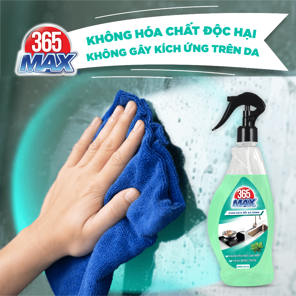 Xịt Tẩy Đa Năng 365 Max 570ml Hương Bạc Hà - Sạch dầu mỡ bếp, sáng bóng inox, sạch bóng các bề mặt Xịt Tẩy Đa Năng 365 Max 570ml Hương Bạc Hà - Sạch dầu mỡ bếp, sáng bóng inox, sạch bóng các bề mặt