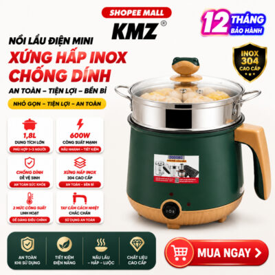 [BH 1NĂM] Nồi Lẩu Điện Mini, Nấu Mì 2 Tầng Kèm Giá Hấp Đa Năng  Nướng, Luộc, Chiên Chống Dính Vấn Đá Tiện Lợi